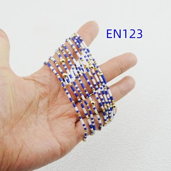Enewton Purple & White Mixed Glass Bead Bracelet Set
